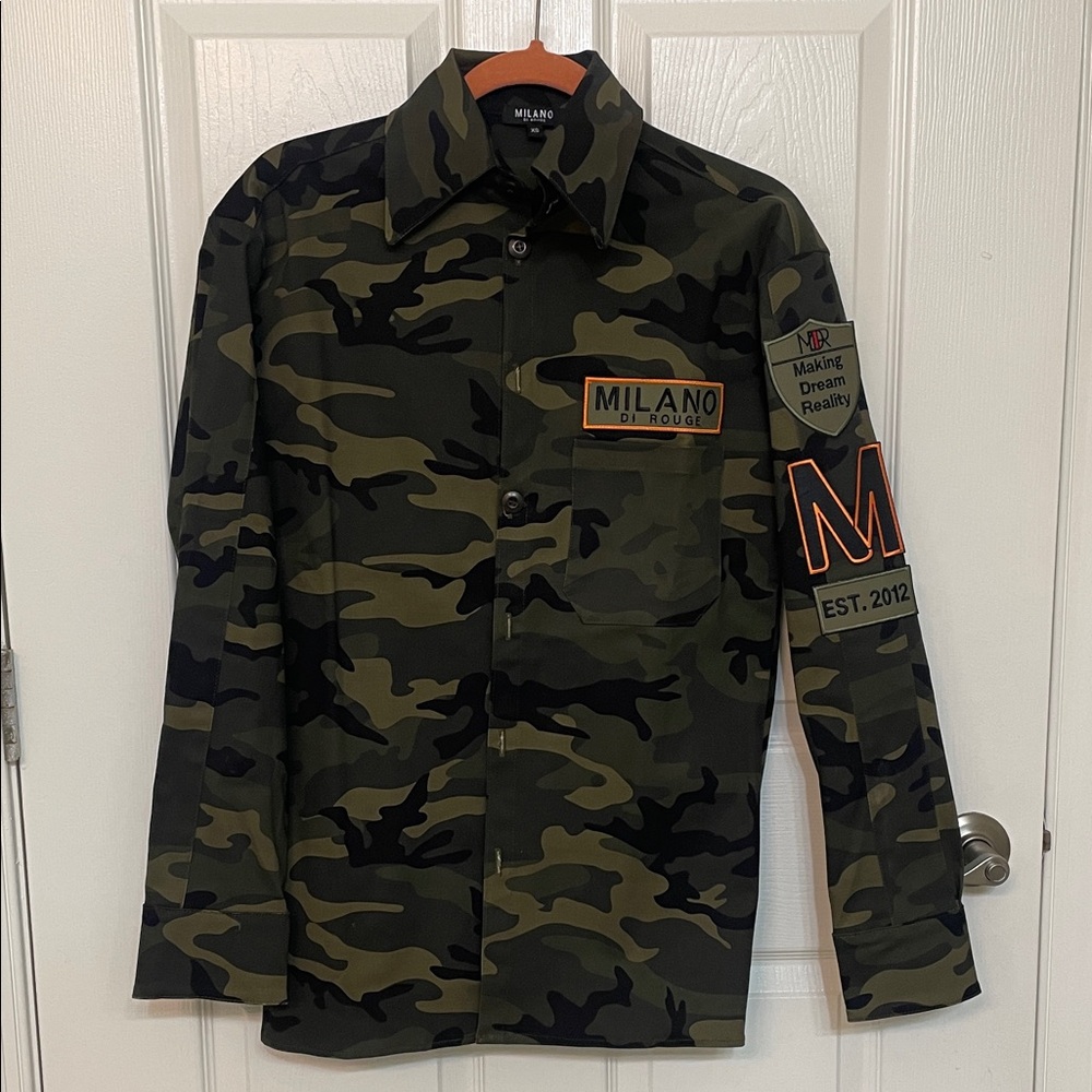 Milano Di Rouge Green and Black Camouflage Field Jacket